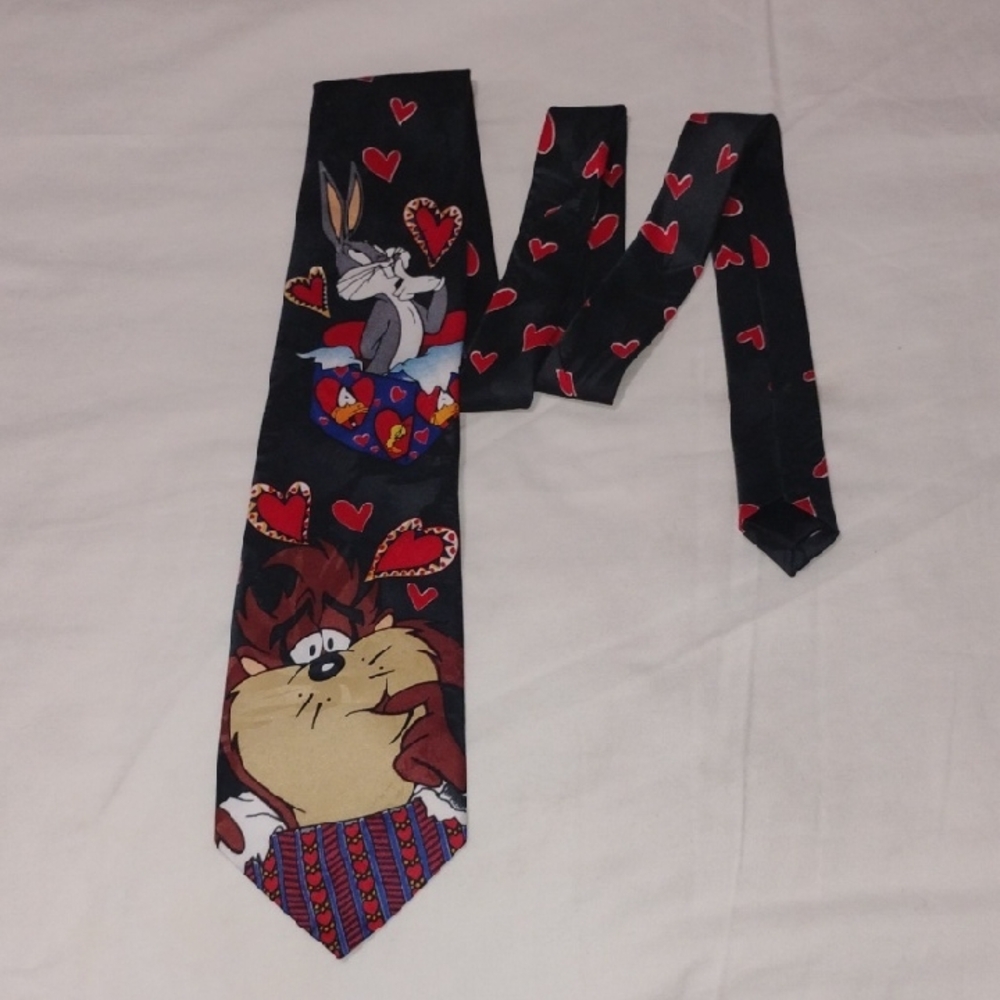 Looney Tunes Mania Taz and Bugs Bunny Valentine's Day Neck Tie 1995